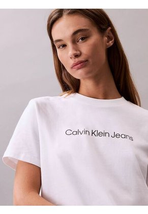 Camiseta Blanca Clásica Con Logo Estampado Calvin Klein