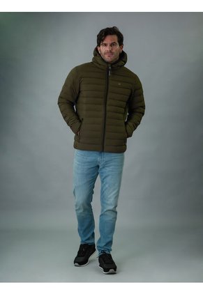 Chaqueta Verde Acolchada Con Capota Calvin Klein