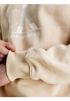 Sudadera Con Monograma Hombre Beige Calvin Klein