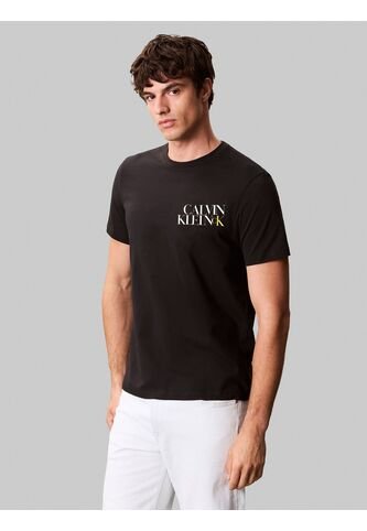 Camiseta Negra Con Diseño Apilado Calvin Klein Calvin Klein