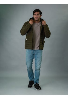 Chaqueta Verde Acolchada Con Capota Calvin Klein