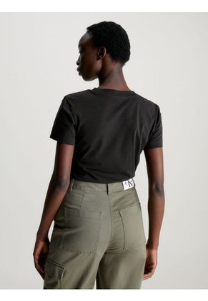 Camiseta Negro Slim Con Monograma Calvin Klein