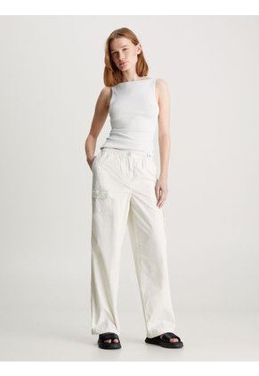 Pantalón Blanco Cargo Recto De Algodón Calvin Klein