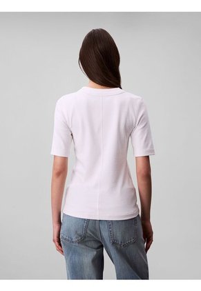 Camiseta Blanca De Algodón Con Logotipo Calvin Klein