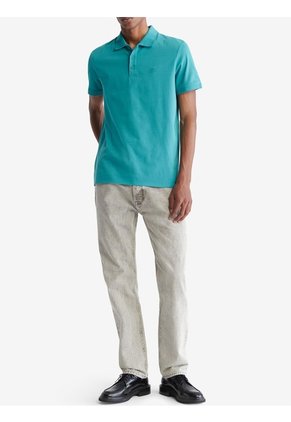 Polo Verde De Algodón Con Monograma Bordado Calvin Klein