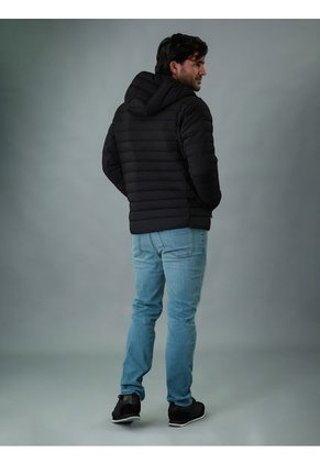 Chaqueta Negra Acolchada Con Capota Para Hombre Calvin Klein