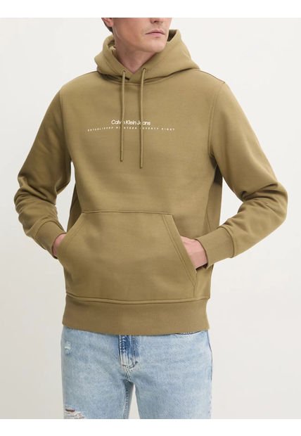 Buzo Verde Con Capota Y Logo Pequeño Calvin Klein