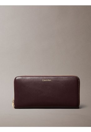 Billetera Marrón Grande De Cuero Con Cremallera Calvin Klein