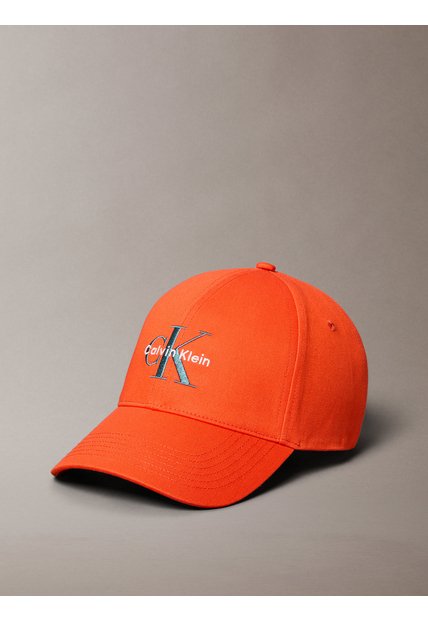 Gorra Naranja De Béisbol Con Logo Monograma Bordado Calvin Klein