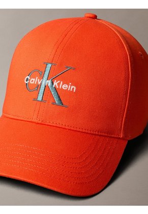 Gorra Naranja De Béisbol Con Logo Monograma Bordado Calvin Klein