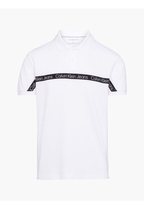 Polo Con Cinta Con El Logo Blanco Hombre Blanco Calvin Klein