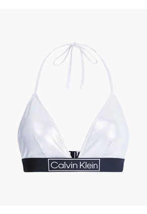 Top Vestido De Baño Gris Satinado En Estilo Triángulo Calvin Klein