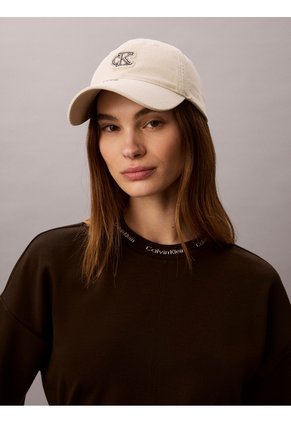 Gorra Beige En Lona De Algodón Lavado Con Detalle Deshilado Calvin Klein