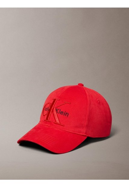 Gorra Roja De Béisbol Con Logo Monograma A Capas Calvin Klein