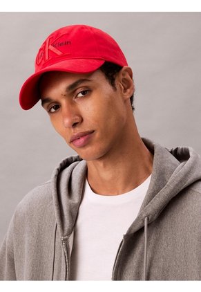 Gorra Roja De Béisbol Con Logo Monograma A Capas Calvin Klein