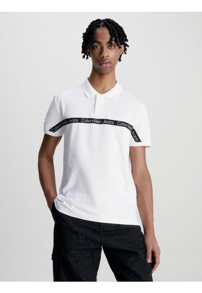 Polo Con Cinta Con El Logo Blanco Hombre Blanco Calvin Klein