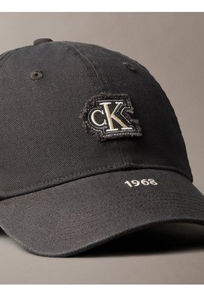 Gorra Negra En Lona De Algodón Lavado Con Detalle Deshilado Calvin Klein