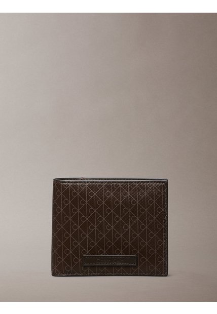 Billetera Gris Plegada Con Logo Monograma Con Monedero Calvin Klein