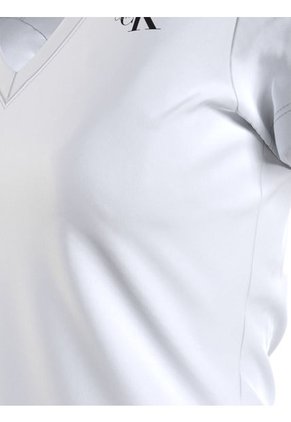 Camiseta Slim Con Cuello V Blanco Mujer Blanco Calvin Klein