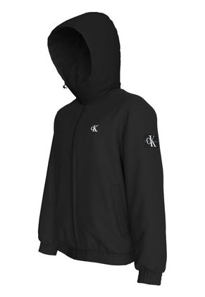 Chaqueta Rompeviento Negra De Nailon Con Capota Calvin Klein