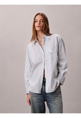 Camisa Celeste Con Logo Bordado Y Patrón De Rayas Calvin Klein Calvin Klein