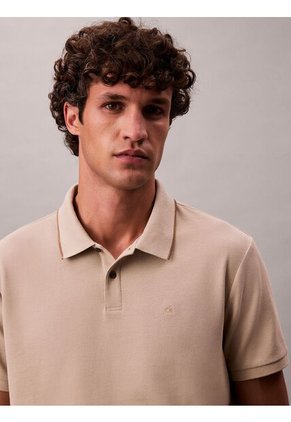 Polo Blanco De Manga Corta En Tejido Piqué Calvin Klein