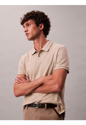 Polo Blanco De Manga Corta En Tejido Piqué Calvin Klein