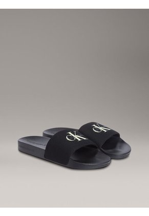 Sandalias Negro Deslizantes Con Monograma Calvin Klein