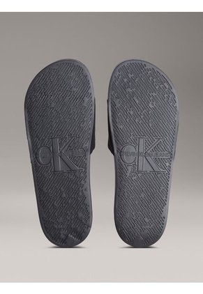 Sandalias Negro Deslizantes Con Monograma Calvin Klein
