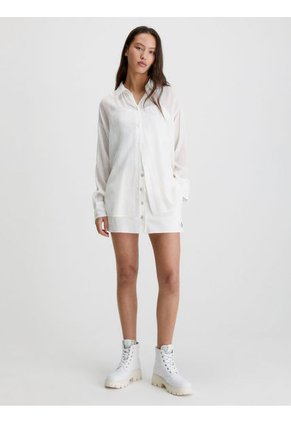 Blusa Con Espalda Dividida De Rayón Arrugado Mujer Blanco Calvin Klein