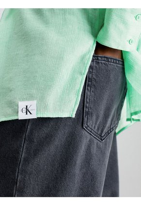 Blusa Con Espalda Dividida De Rayón Arrugado Mujer Verde Calvin Klein