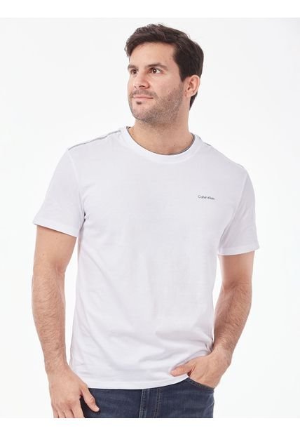Camiseta Blanca Manga Corta Con Cinta Distintiva En Los Hombros Calvin Klein
