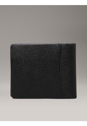 Billetera Negra De Cuero Con Monograma En Relieve Calvin Klein