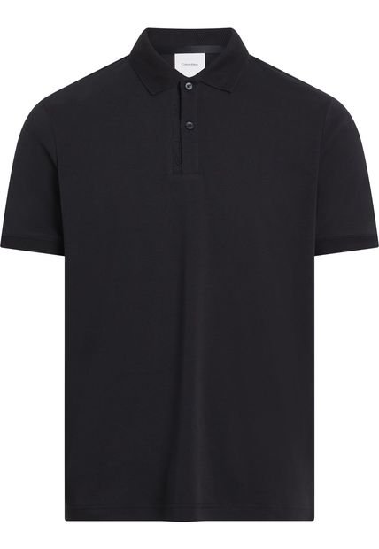 Polo Negro Con Logotipo En El Pliegue De Botones Calvin Klein