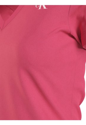Camiseta Slim Con Cuello V Mujer Rosado Calvin Klein