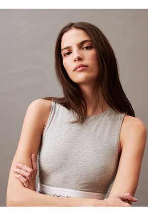 Top Gris De Espalda Abierta - Modern Cotton