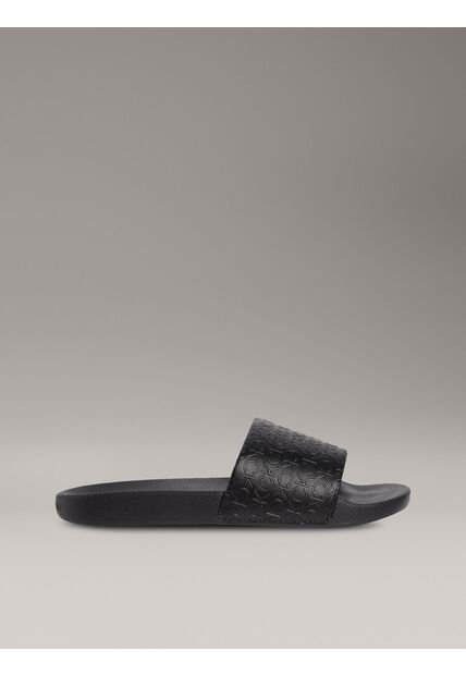 Sandalias Negro Con Estampado De Monograma Calvin Klein