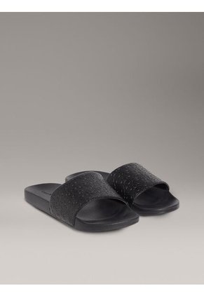 Sandalias Negro Con Estampado De Monograma Calvin Klein