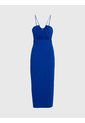 Vestido Azul Midi Recortado Con Detalle De Lazo Calvin Klein de Calvin Klein