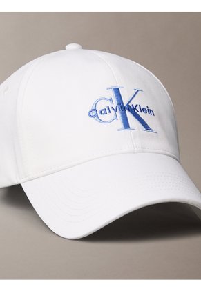 Gorra Blanca De Algodón Con Monograma Bordado Calvin Klein
