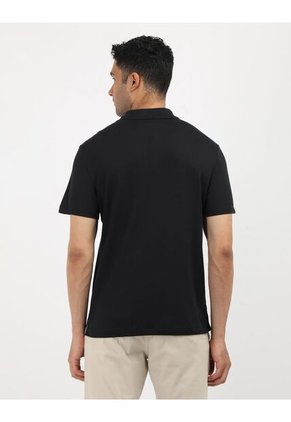 Polo Negro Con Cinta Decorativa Y Tejido Piqué Calvin Klein