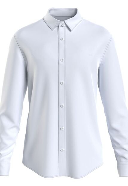 Camisa Slim De Algodón Blanco Calvin Klein