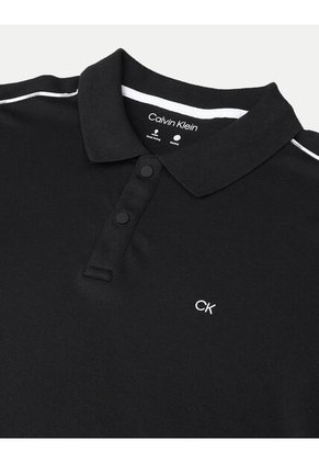 Polo Negro Con Cinta Decorativa Y Tejido Piqué Calvin Klein