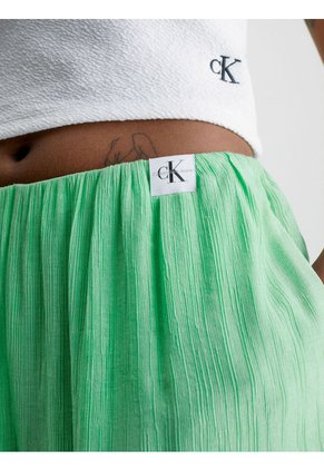 Pantalón Ancho Fruncidos Mujer Verde Calvin Klein