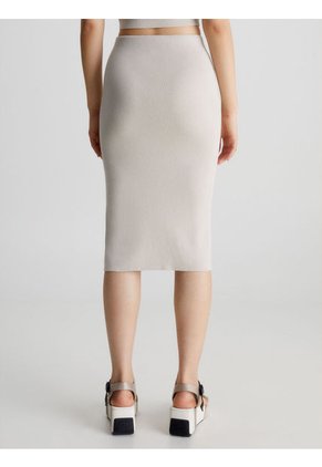Falda Lápiz De Algodón Orgánico Mujer Beige Calvin Klein