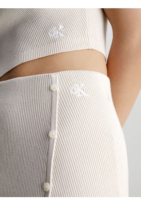 Falda Lápiz De Algodón Orgánico Mujer Beige Calvin Klein