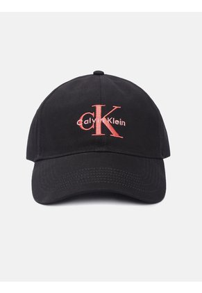 Gorra Negra De Algodón Con Monograma Bordado Calvin Klein