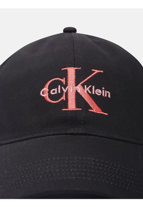 Gorra Negra De Algodón Con Monograma Bordado Calvin Klein