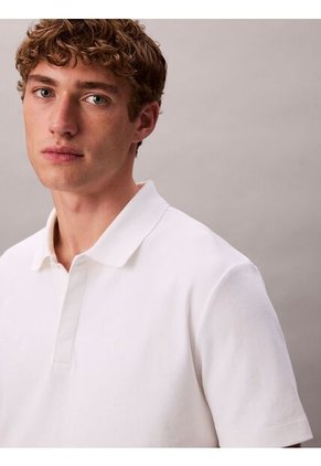 Polo Blanco De Algodón Interlock Calvin Klein