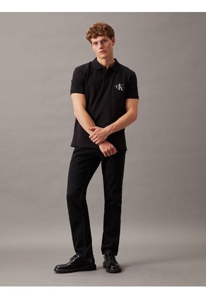 Polo Negro Con Monograma Calvin Klein